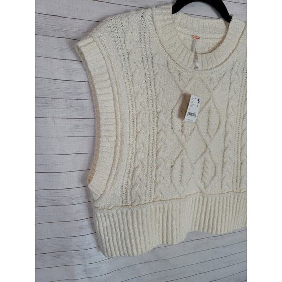 FREE PEOPLE Rowan Sweater Vest in Ivory, sz XL - Picture 4 of 16